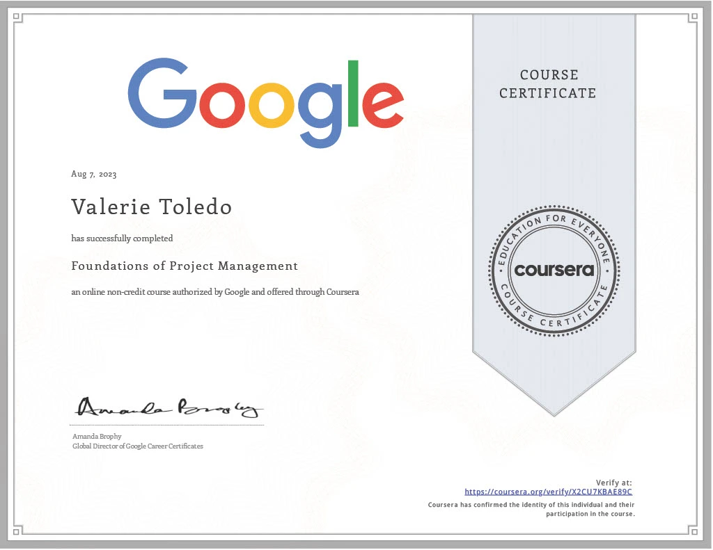 Project Management Certificate - Google